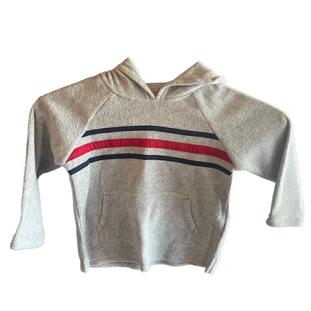 WonderKids Boys Striped Hoodie Sweatshirt Toddler Fleece Gray Blue Size 3T NWT